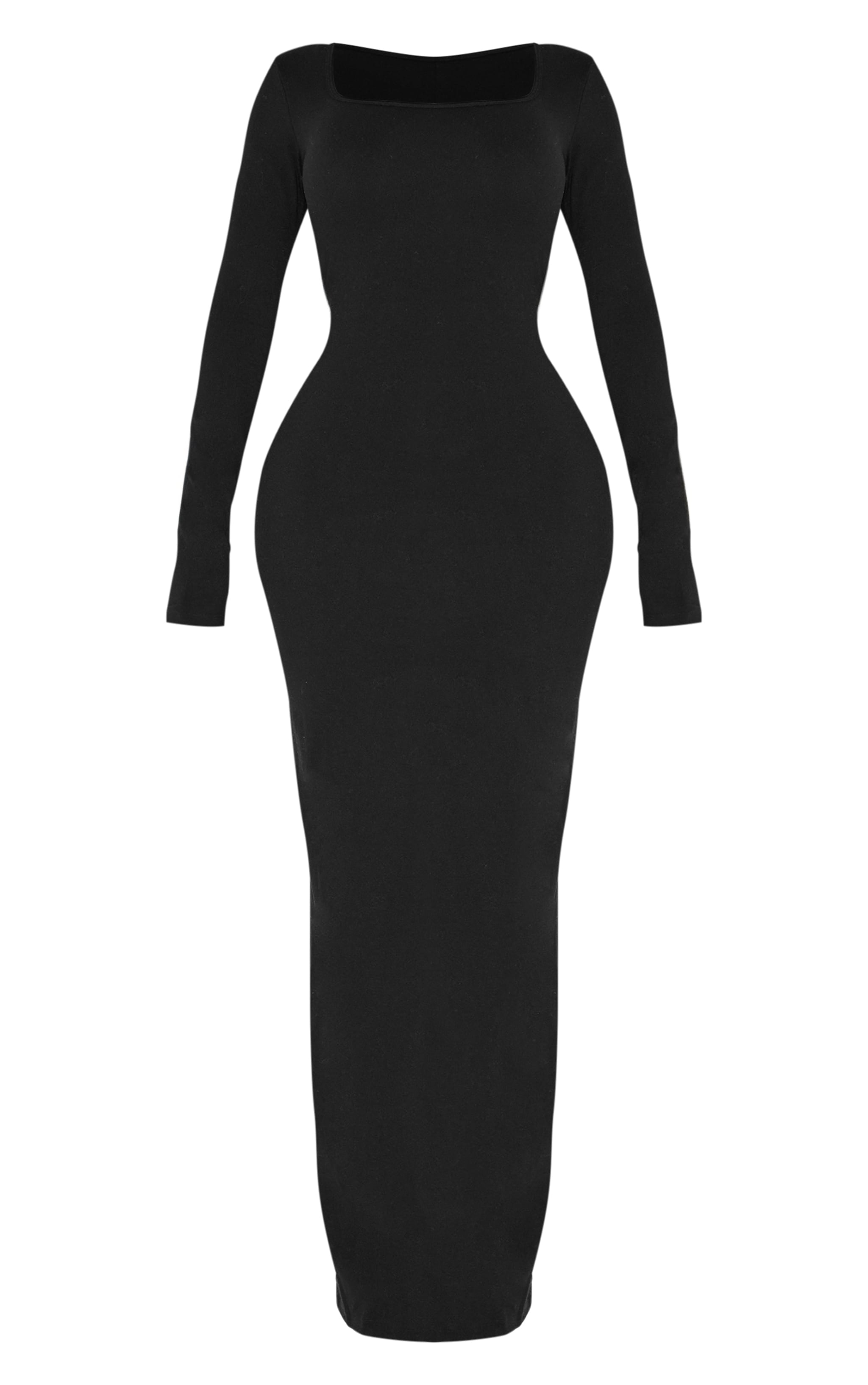 Shape Black Built In Bra Sculpt Square Neck Long Sleeve Maxi Dress image 5