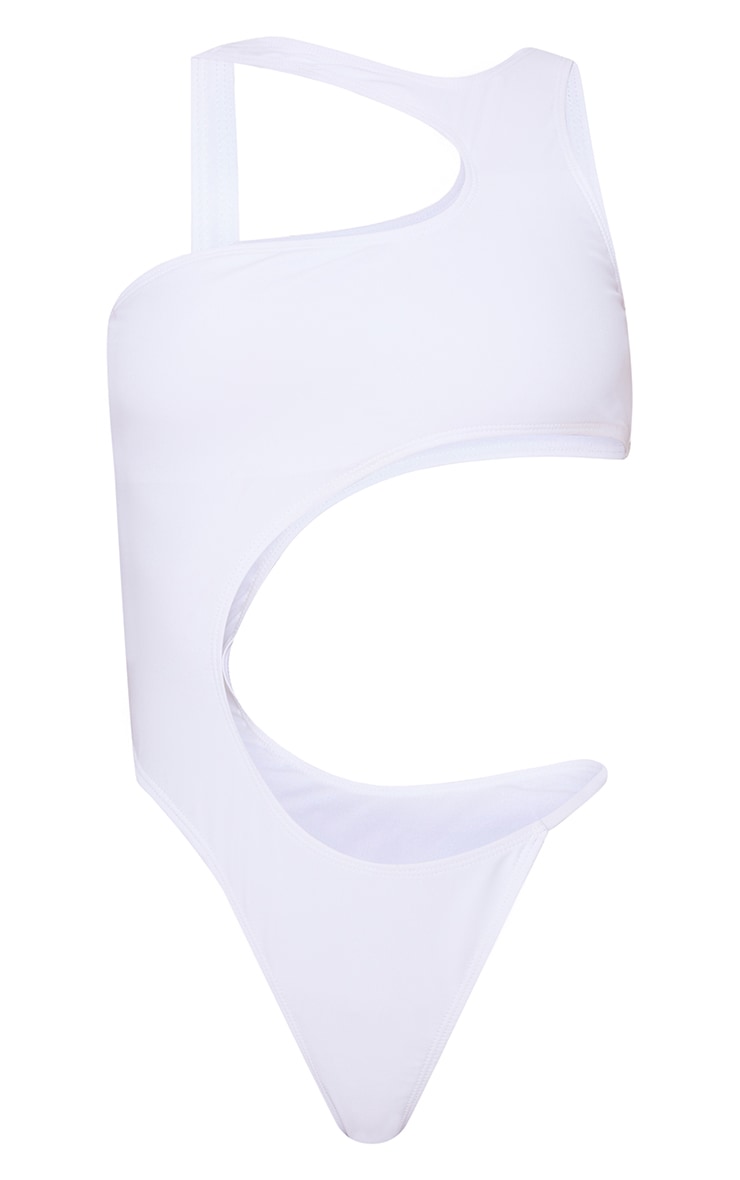 White Cut Out High Neck Swimsuit image 6