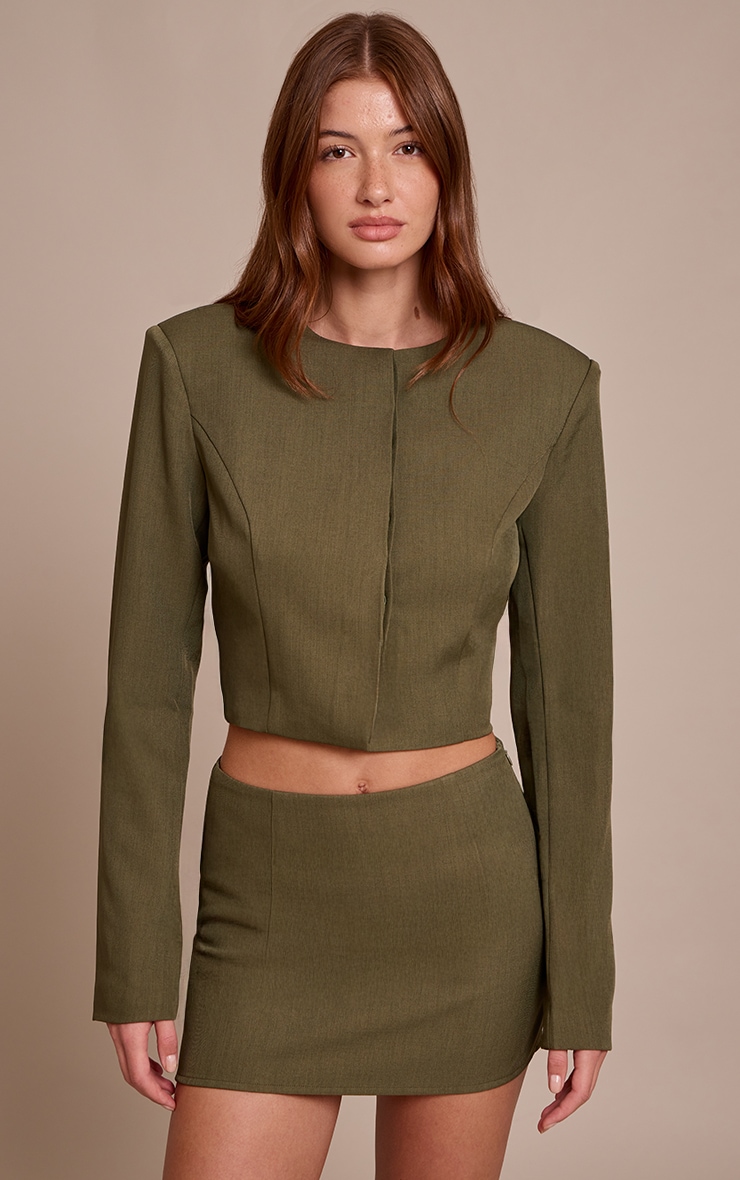 Dark Khaki Tailored Woven Mini Skirt image 4