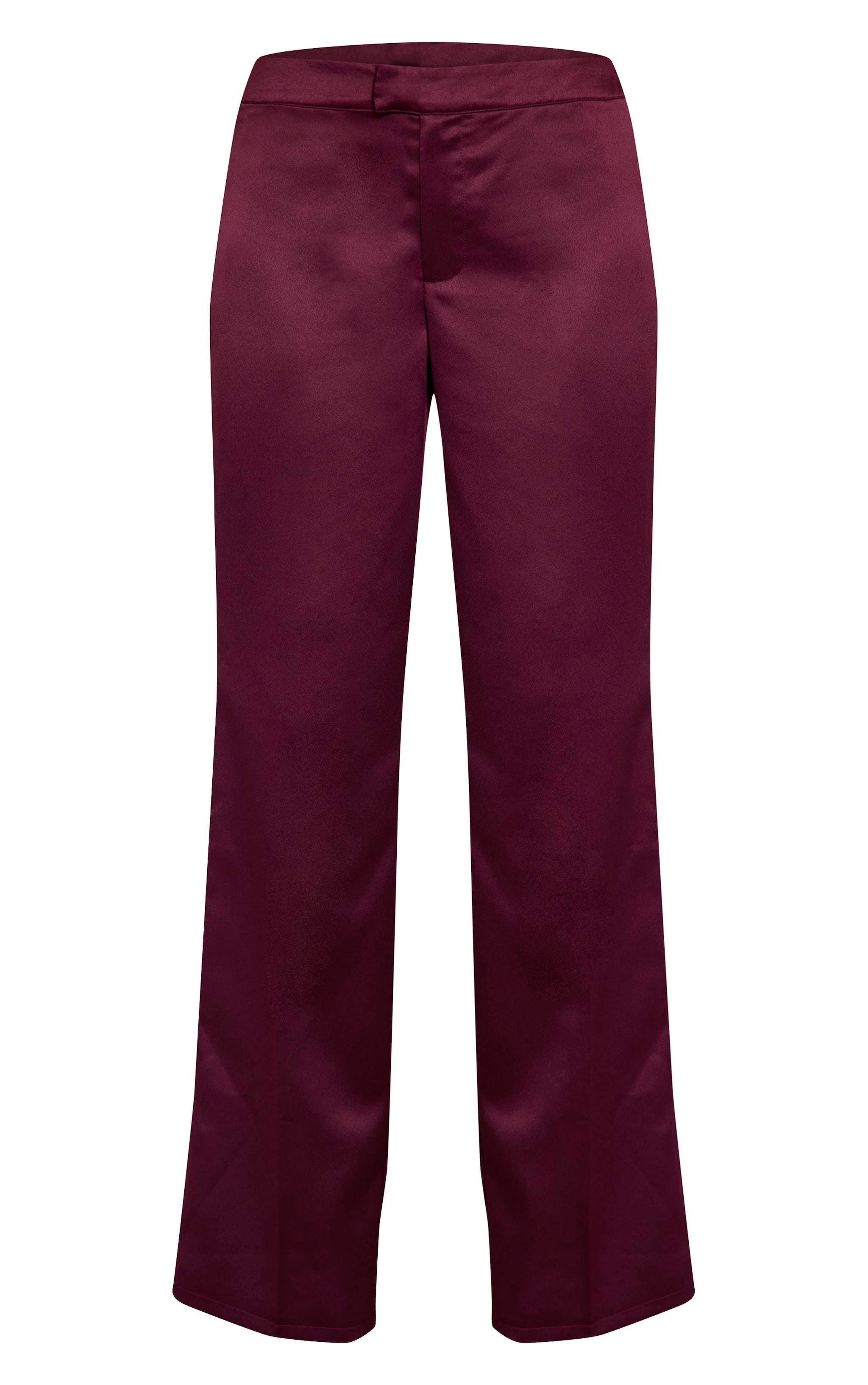 Pantalon droit satiné rouge vin foncé à taille basse image 5