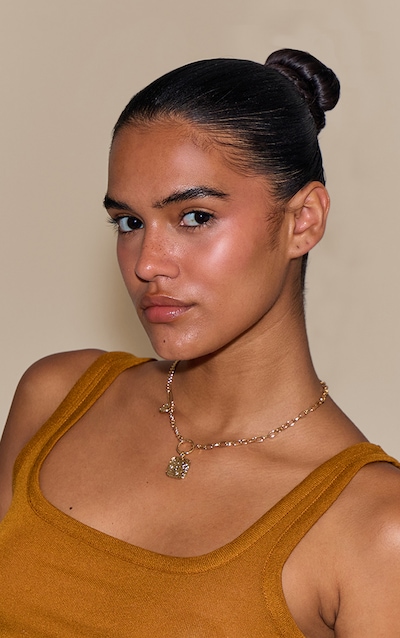 Gold Textured Pendant Assorted Chain Necklace