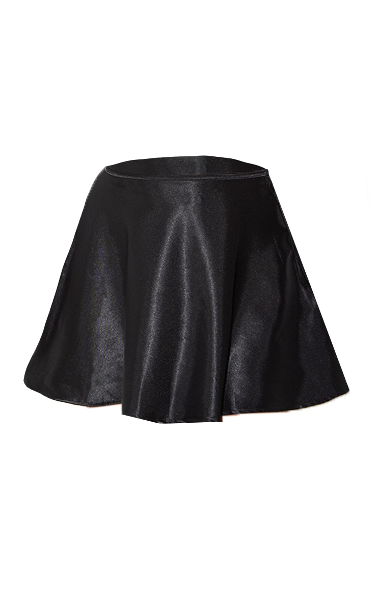 Black Satin Floaty A-line Skirt image 1