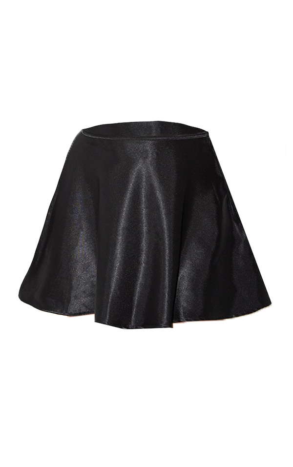 Black Satin Floaty A-line Skirt