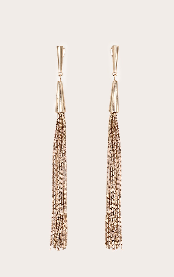 Boucles d'oreilles tombantes fines dorées image 2