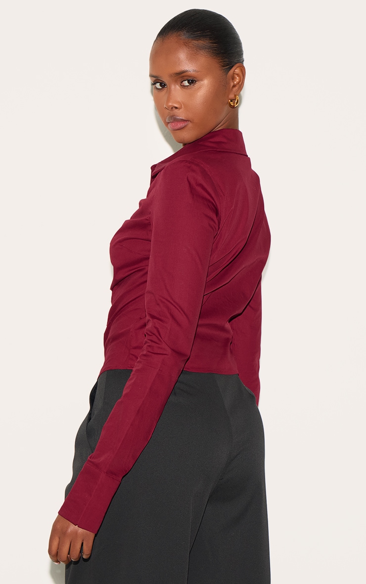 Plum Hook And Eye Ruched Fitted Shirt image 2