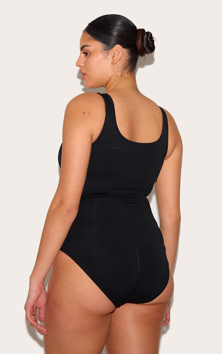 Plus Black Shapewear Elasticated Waist Bodysuit image 2