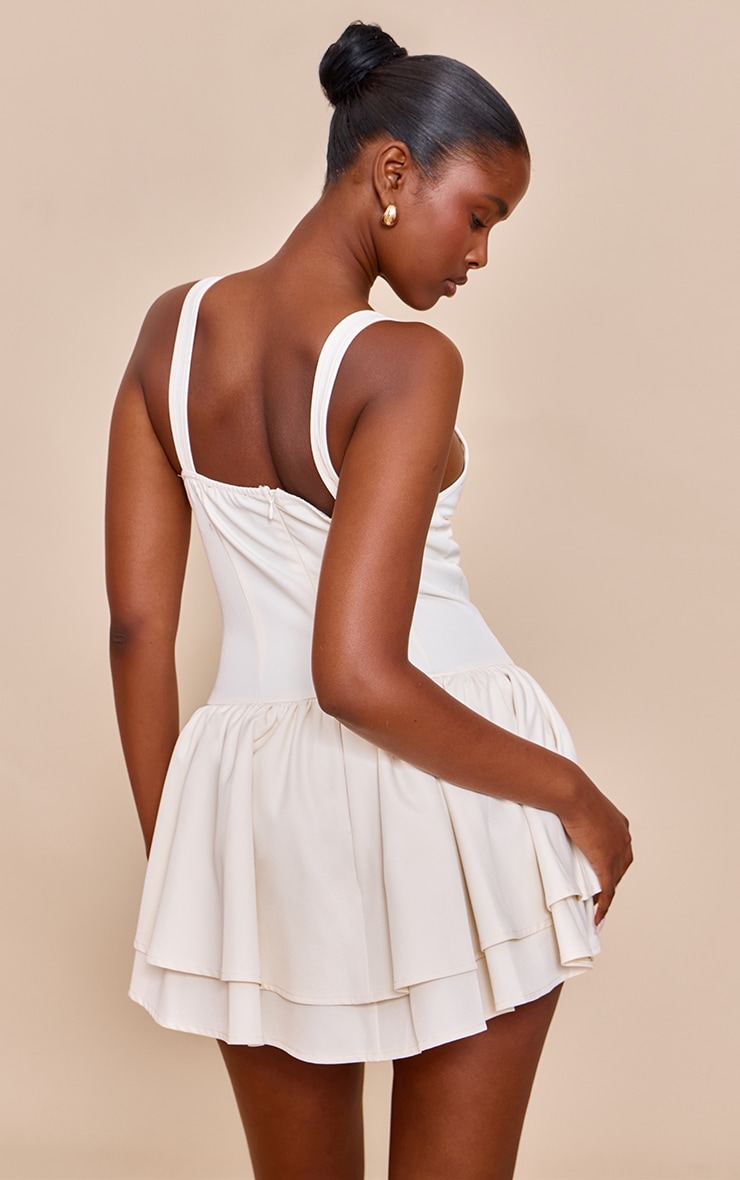 Cream Woven Corset Detail Skater Skort Romper image 2