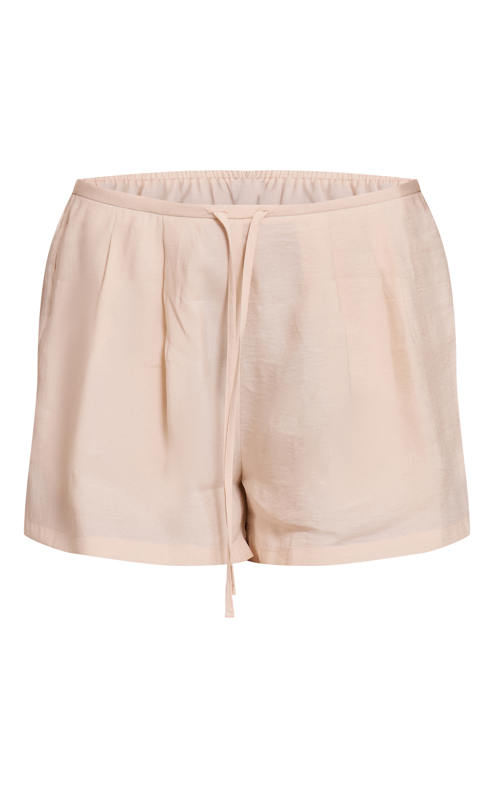  Cream Woven Pleated Shorts image 6
