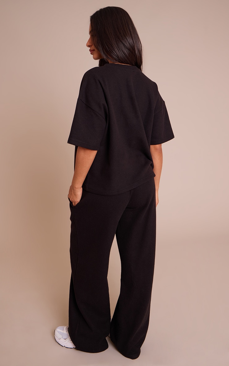 Petite Black Soft Touch Wide Leg Sweatpants image 3