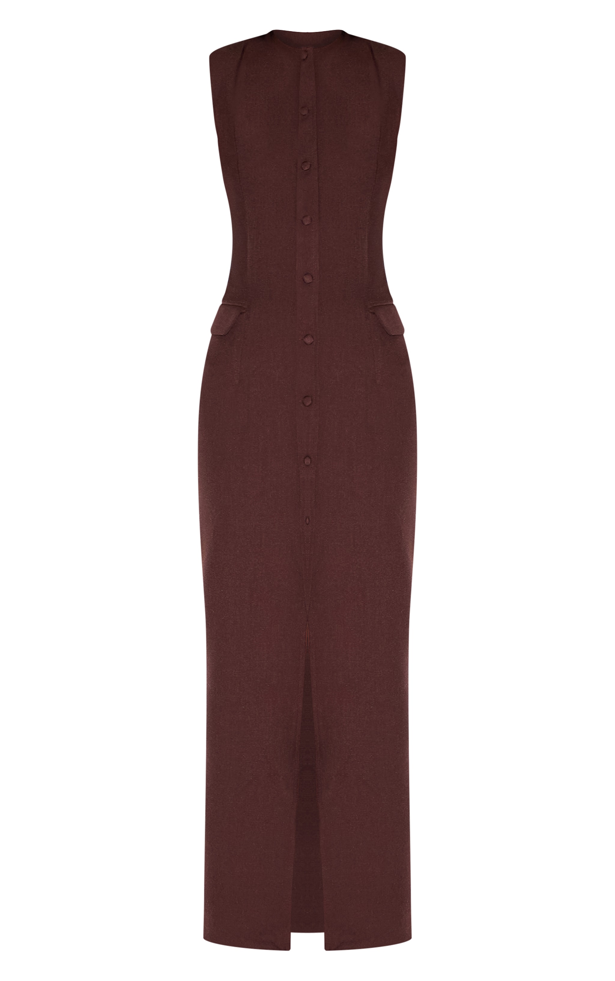 Deep Chocolate Woven Button Maxi Dress image 5