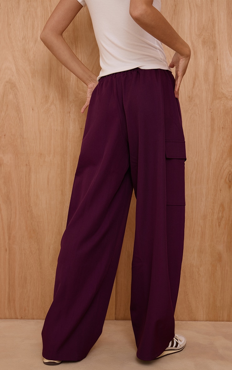 Plum Woven Wide Leg Cargos  image 3