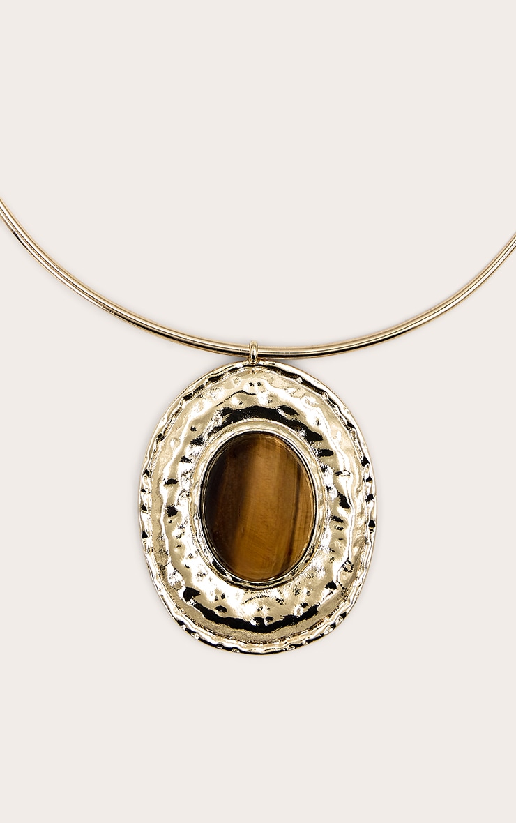 Gold Stone Center Statement Necklace image 3