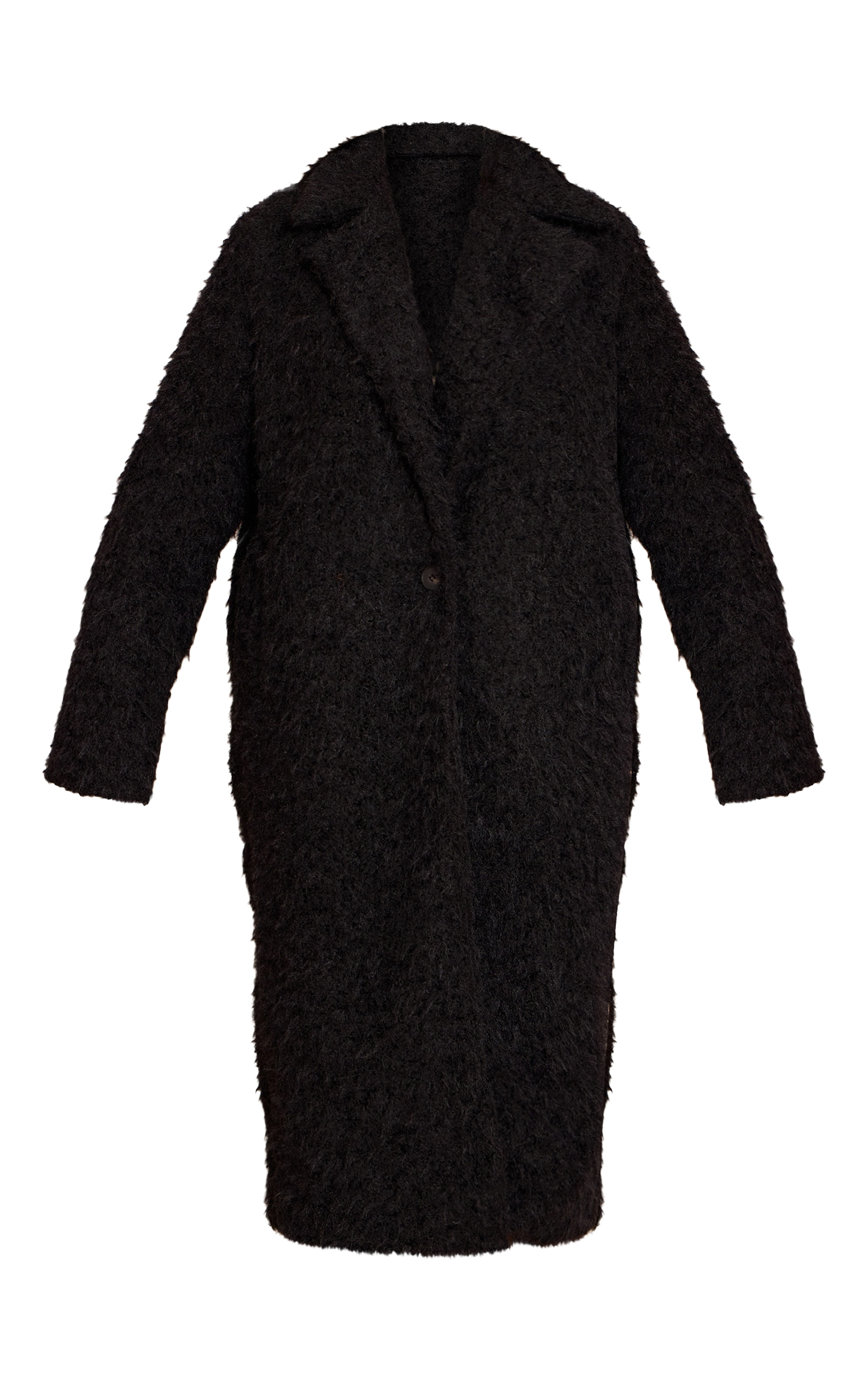 Petite Black Borg Button Up Maxi Coat image 5