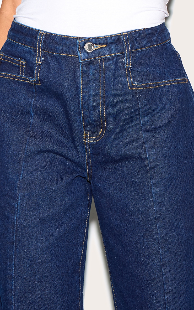 Dark Indigo Seam Detail Wide Leg Jeans image 4