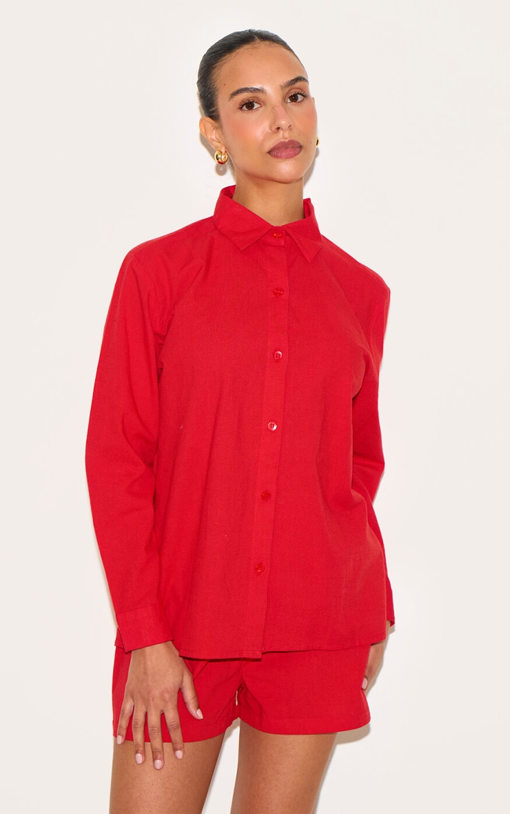 Apero - Loli Linen Button Up Shirt - White / Orange / Lilac