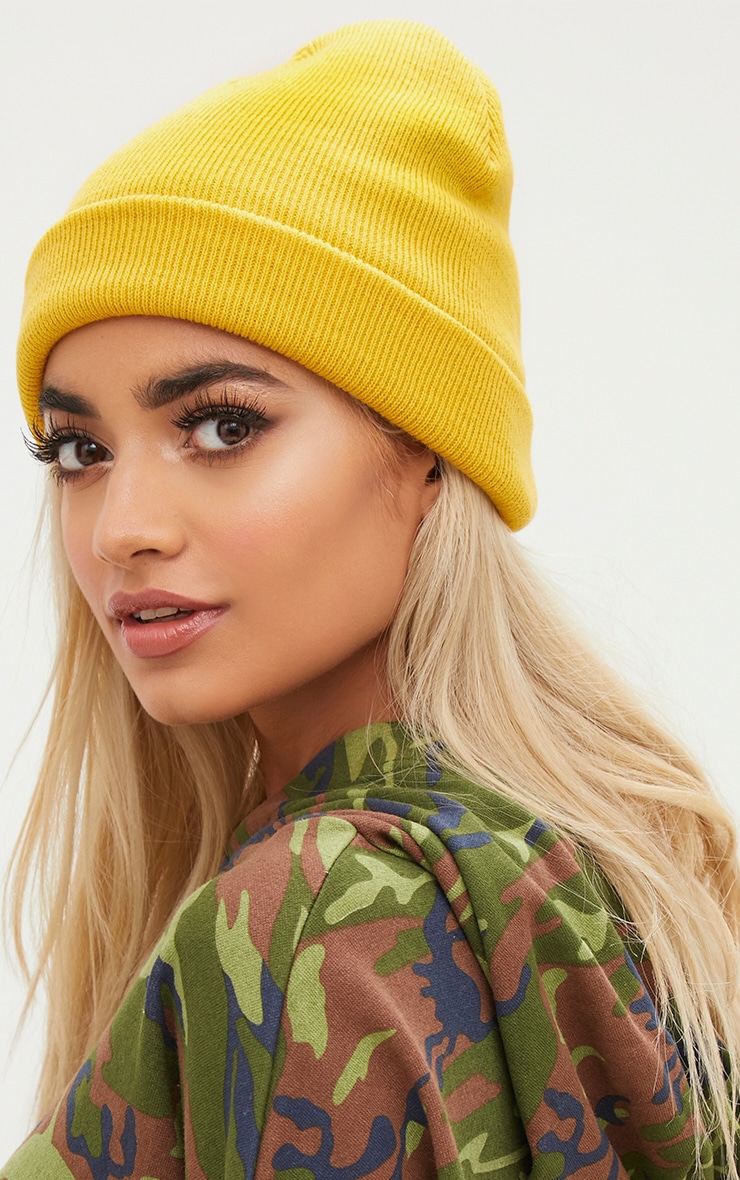 Yellow Knitted Beanie Accessories PrettyLittleThing CA
