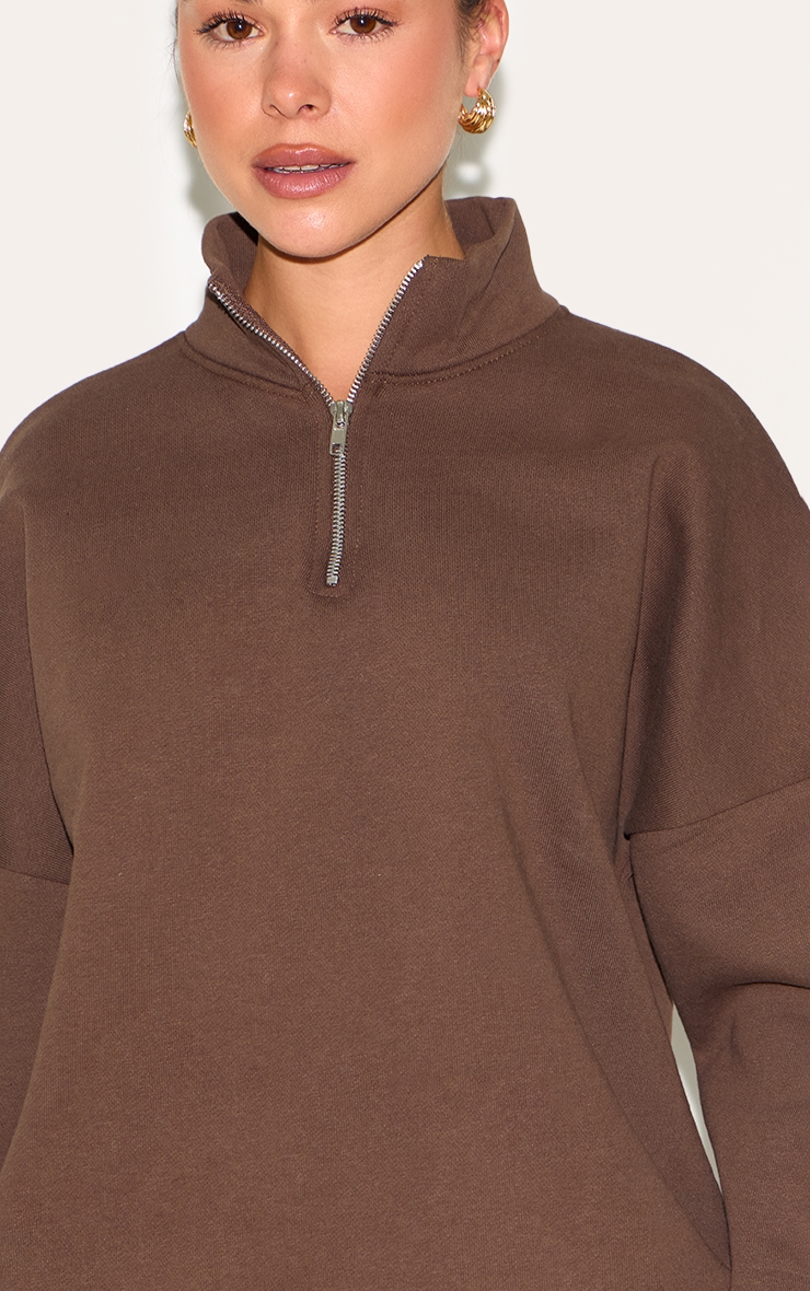 Espresso Premium High Neck Quarter Zip Oversized Sweatshirt image 4