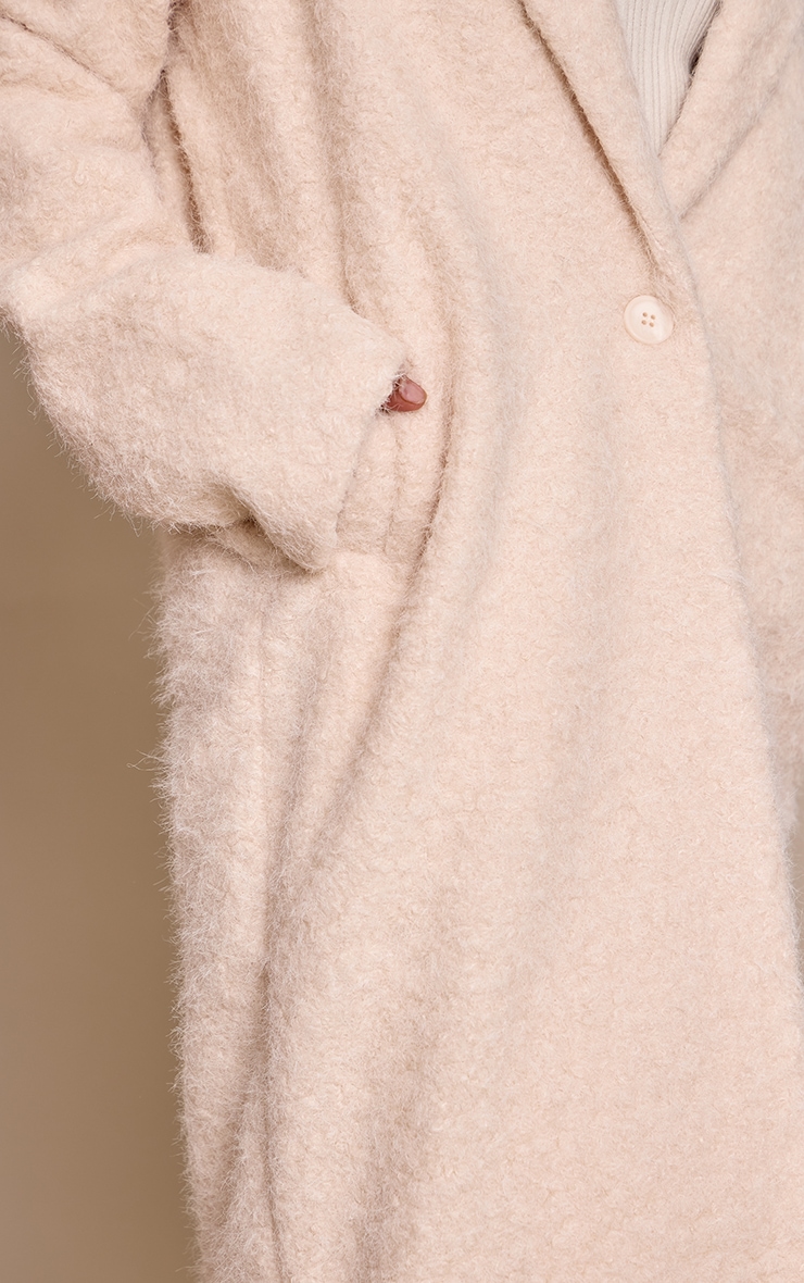 Petite Cream Borg Button Up Maxi Coat image 4