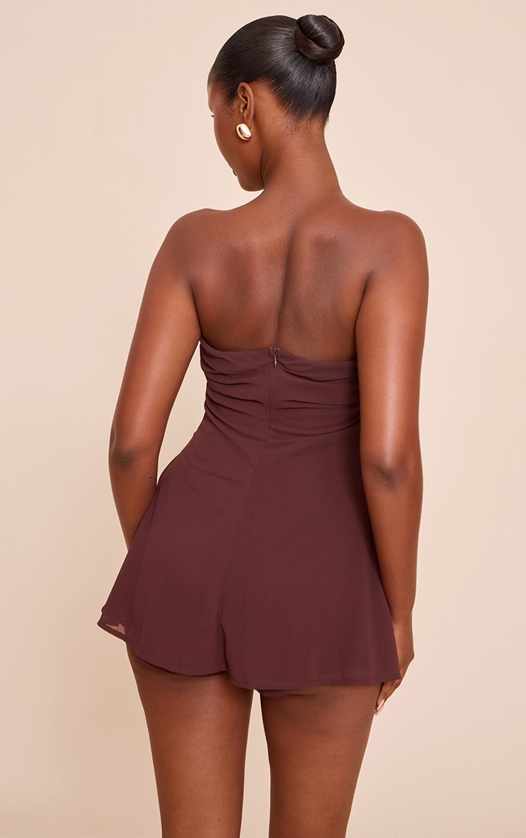 Combishort bustier en mousseline de soie chocolat à empiècement image 2