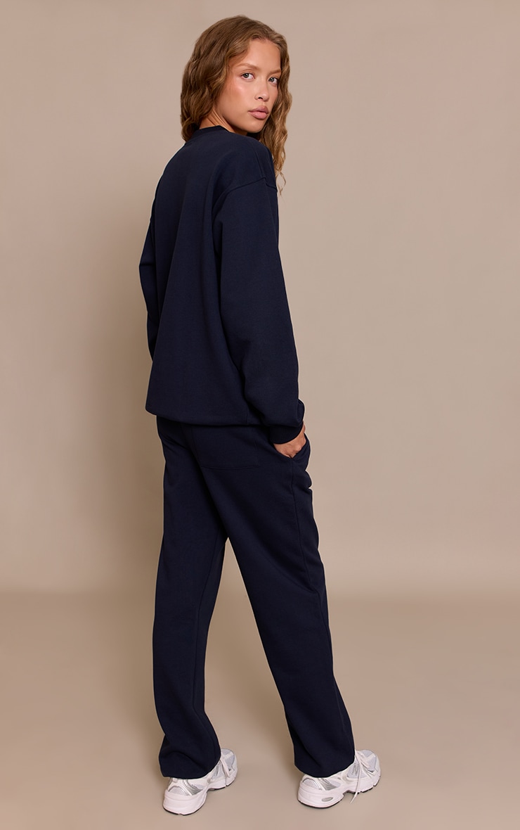 Navy 440 GSM Heavyweight Cotton Loopback Cuffed Track Pants  image 3