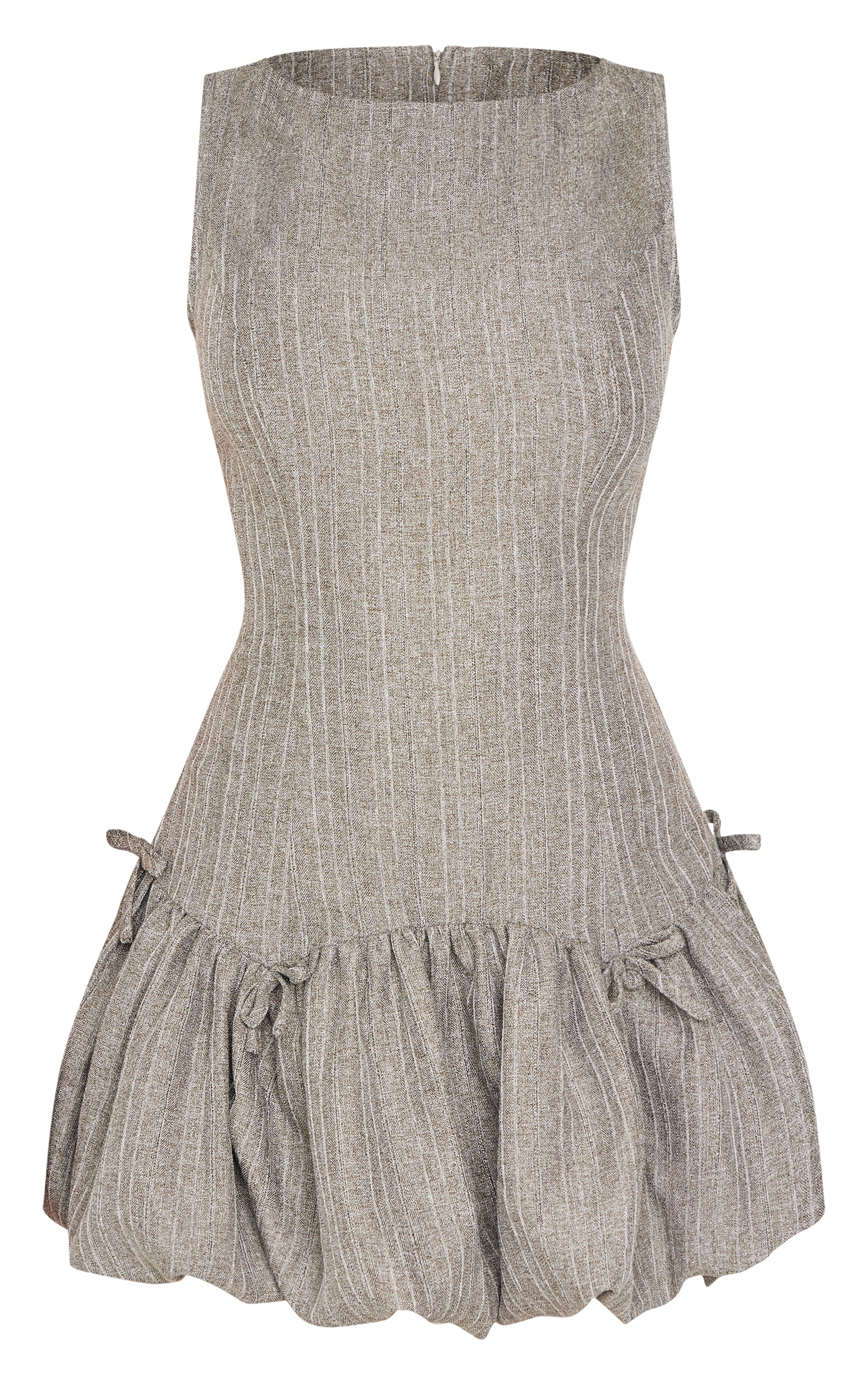 Grey Puffball Bow Details Shift Dress PrettyLittleThing IRE
