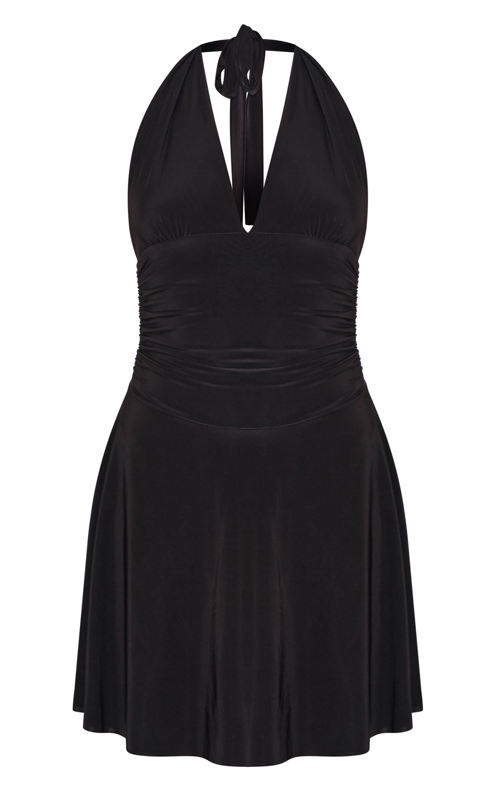 Black Double Layer Halter Neck Back Shift Dress | Dresses