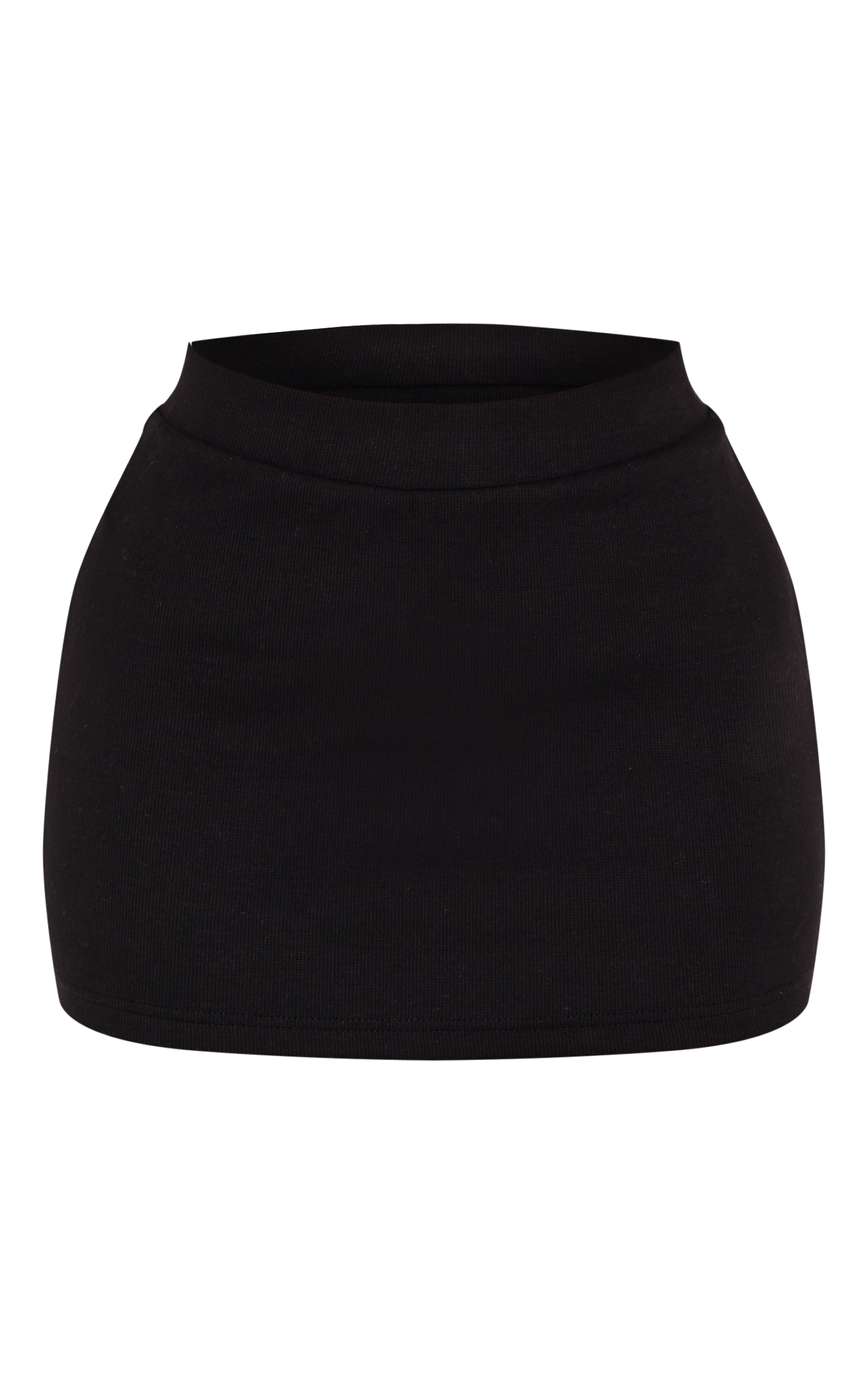 Petite Black Ribbed High Waisted Mini Skirt image 6