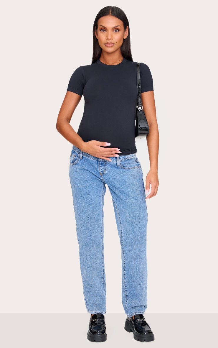 Maternity Black Seamless Short Sleeve T-shirt image 3