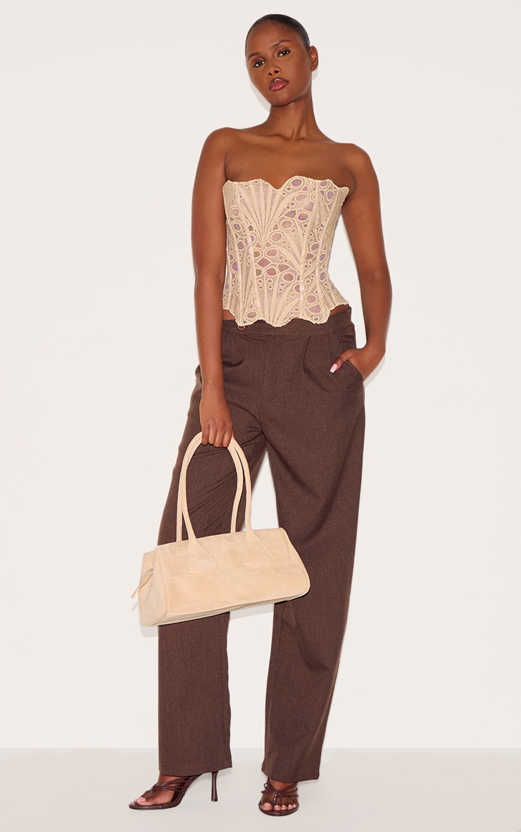 Almond Textured Sheer Floral Lace Corset image 3