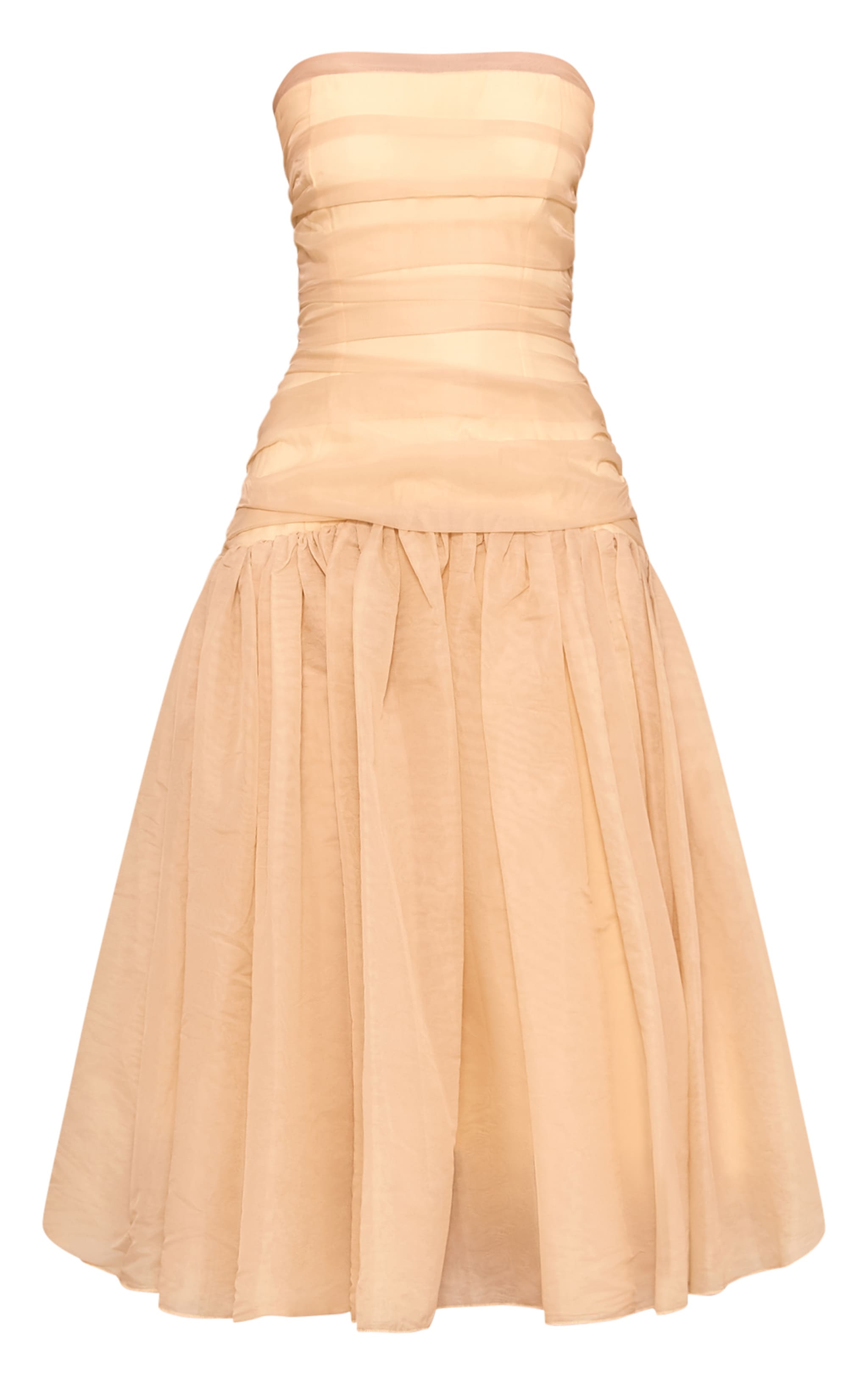 Yellow Organza Ruched Bodice Midi Dress image 5