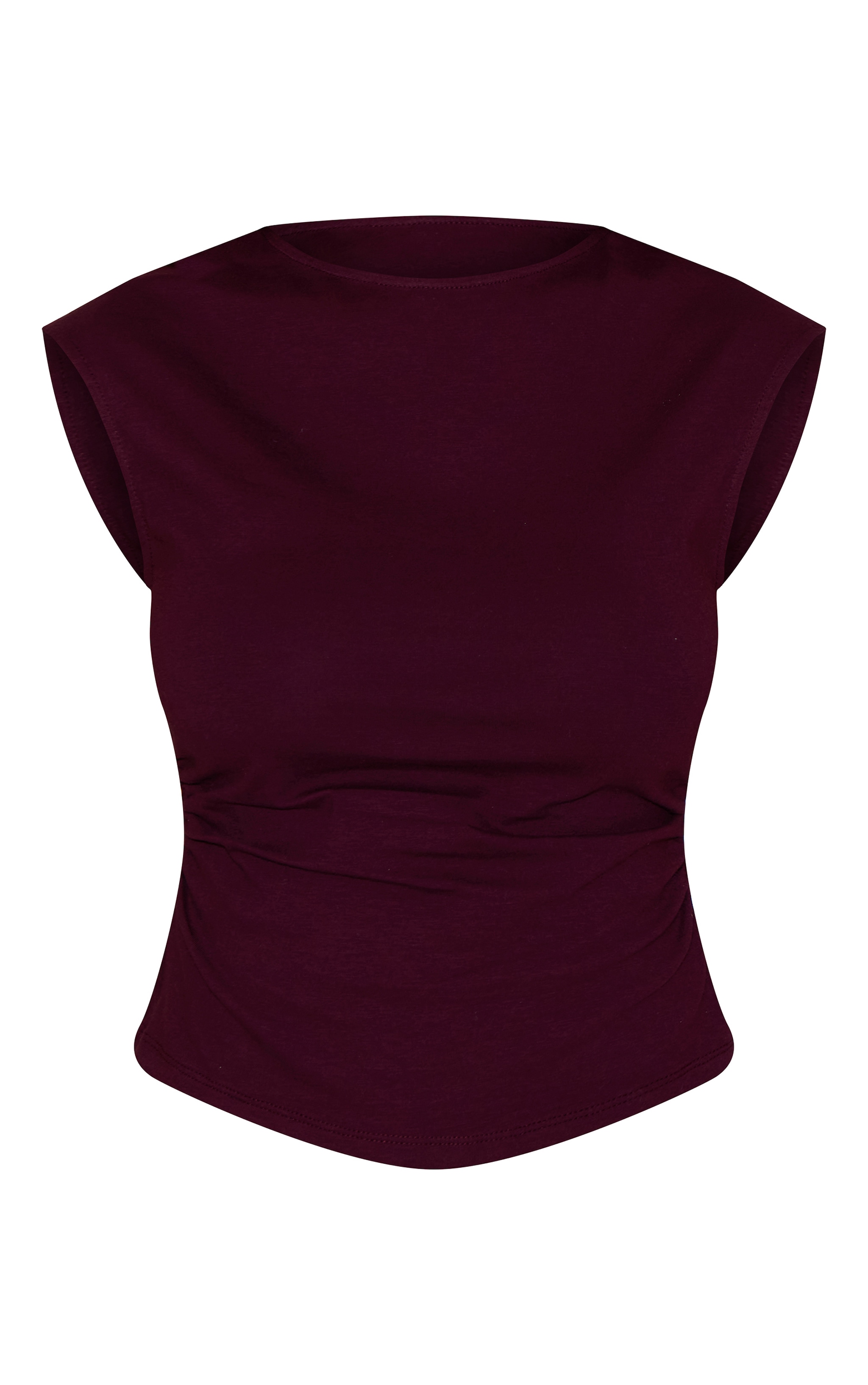 Wine Soft Cotton Ruched Side Sleeveless Top image 5