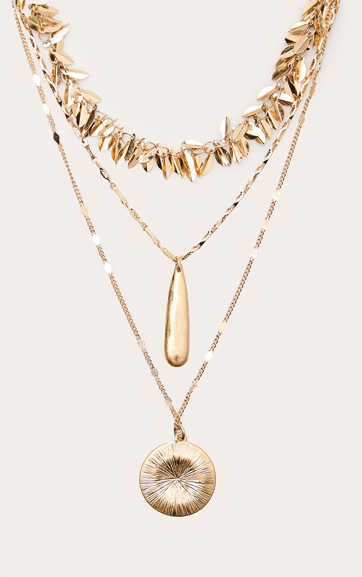 Gold Layered Tassel Chain Multi Pendant Necklace image 3