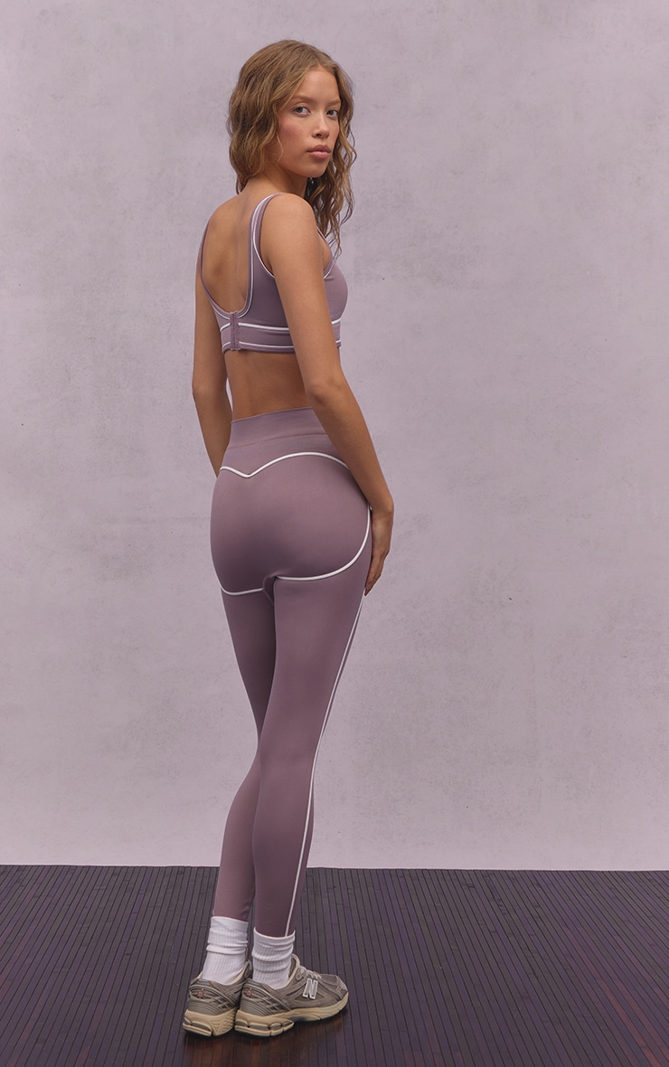Legging mauve sans coutures à détails contrastés image 3