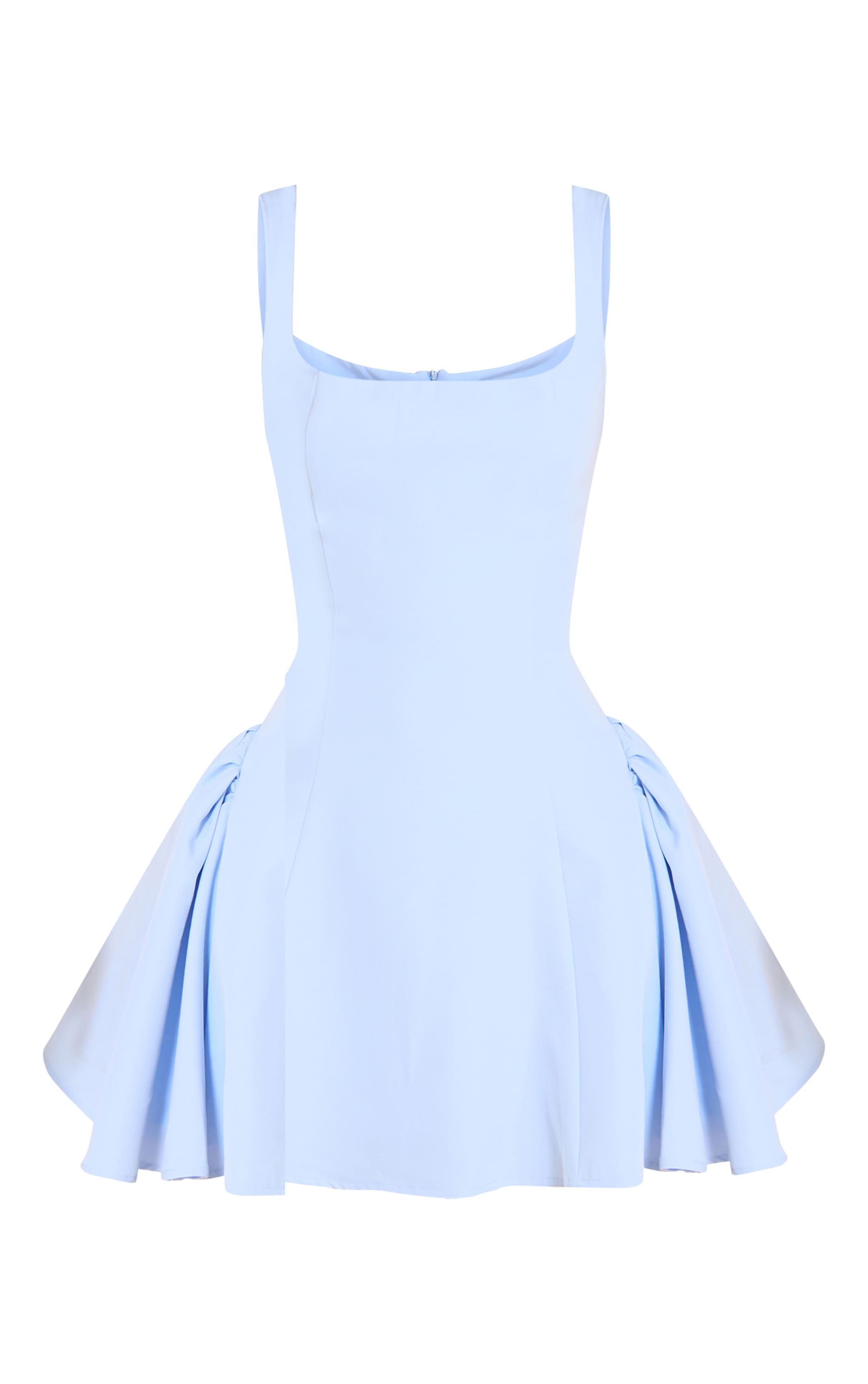 Pale Blue Woven Square Neck Shift Dress image 5