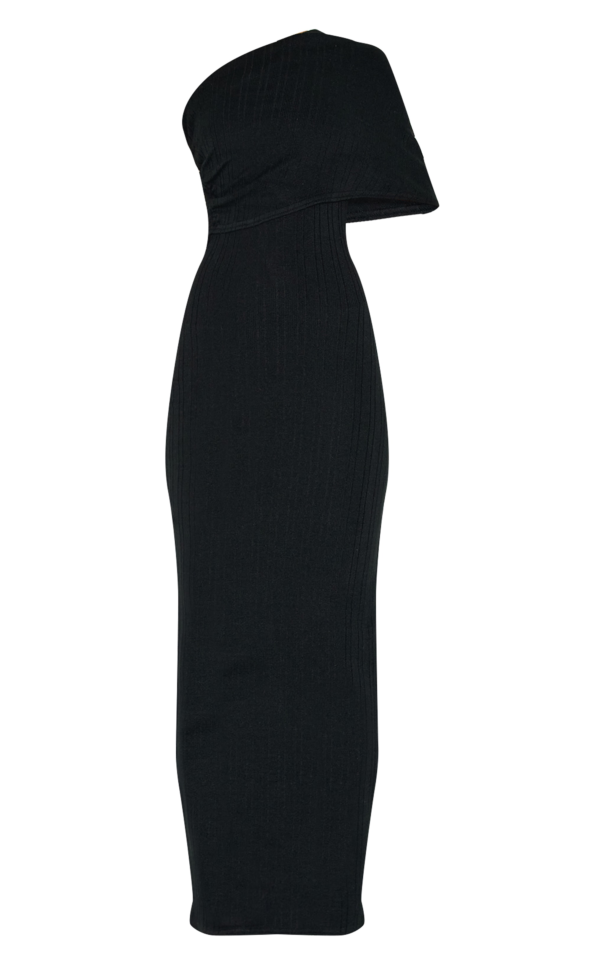 Black Textured Extreme Bardot Maxi Dress image 5