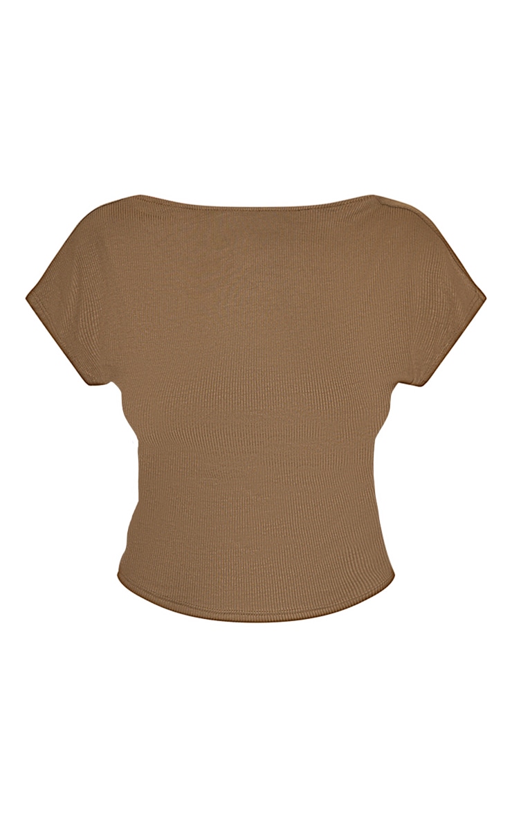 Khaki Soft Rib Backless Top image 2