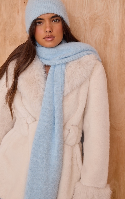 Powder Blue Eyelash Knit Scarf