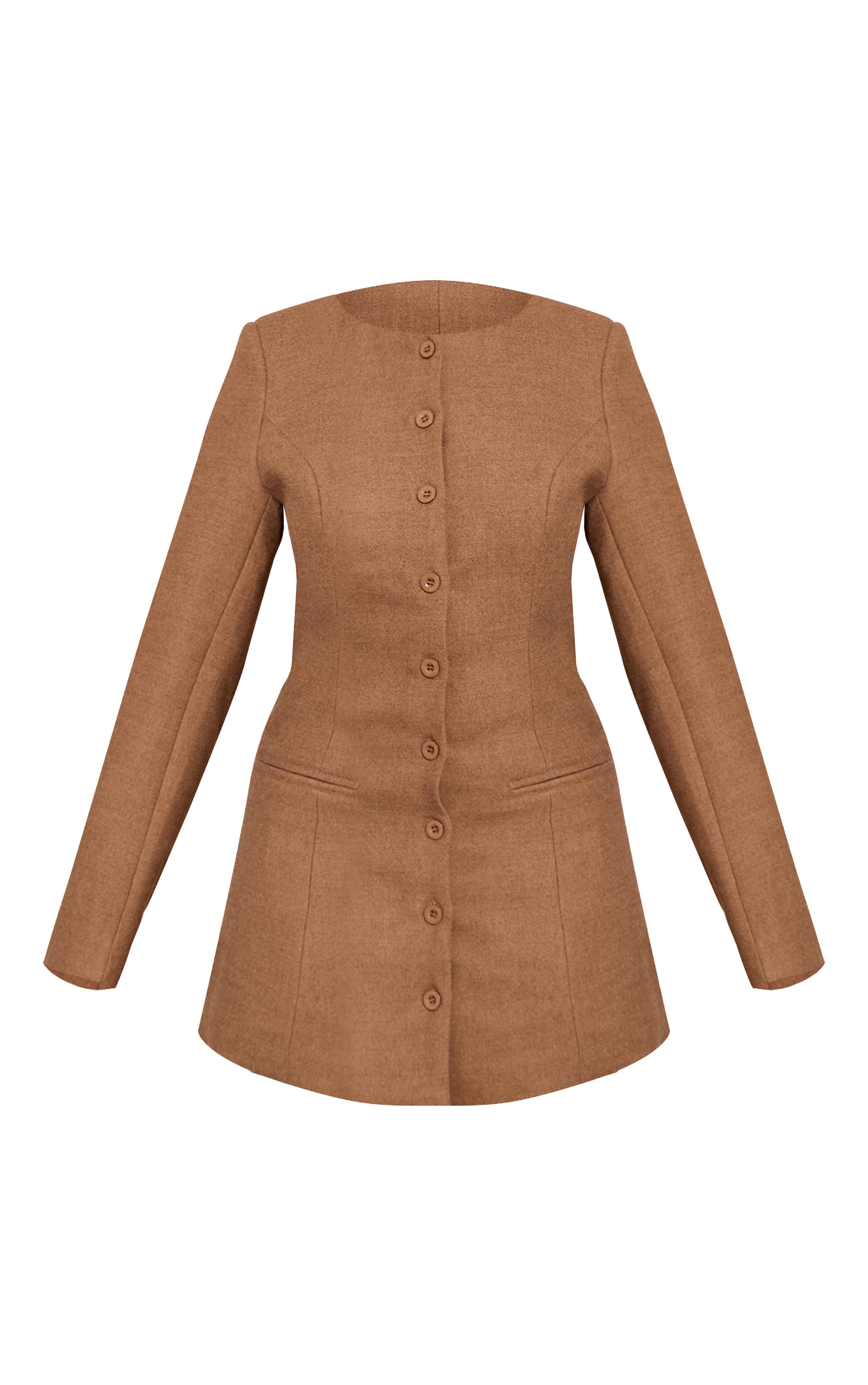 Shape Chocolate Wool Look Button Front Tailored Mini Dress image 5