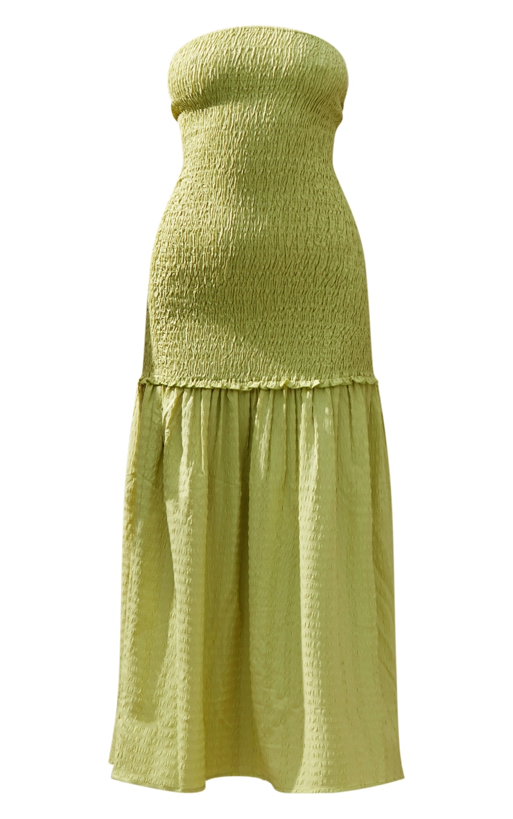  Lime Shirred Bandeau Tiered Maxi Dress image 5