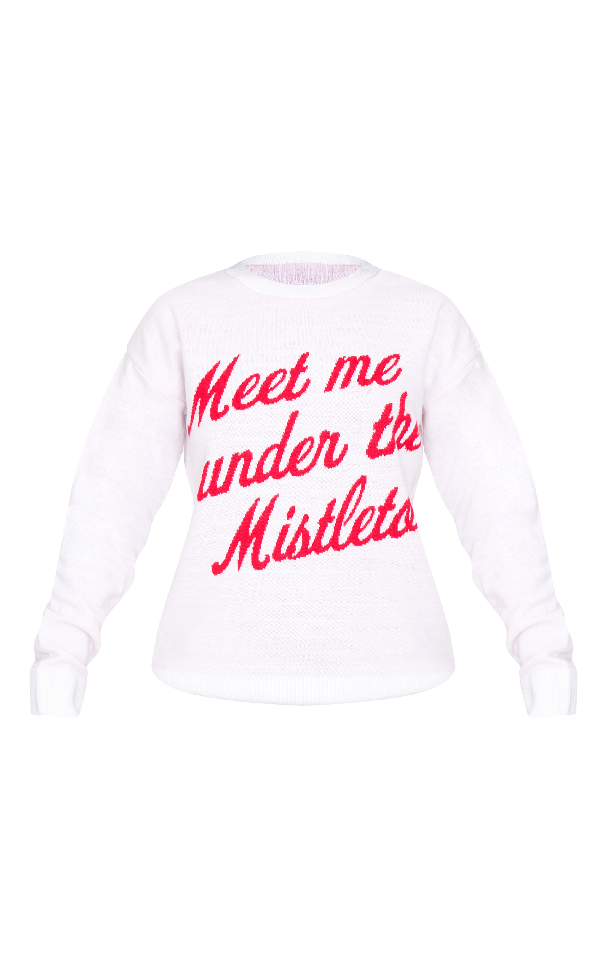  White And Red Meet Me Under The Mistletoe Christmas Sweater image 5