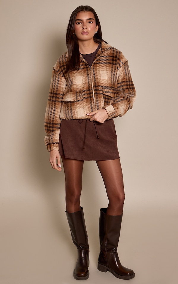 Chocolate Woven Tie Waist Skort