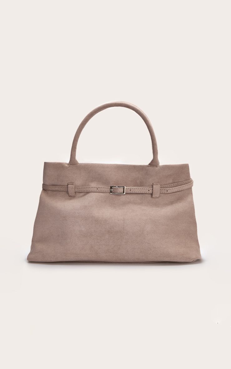 Mushroom Suede Buckle Square Structured Tote Bag image 2