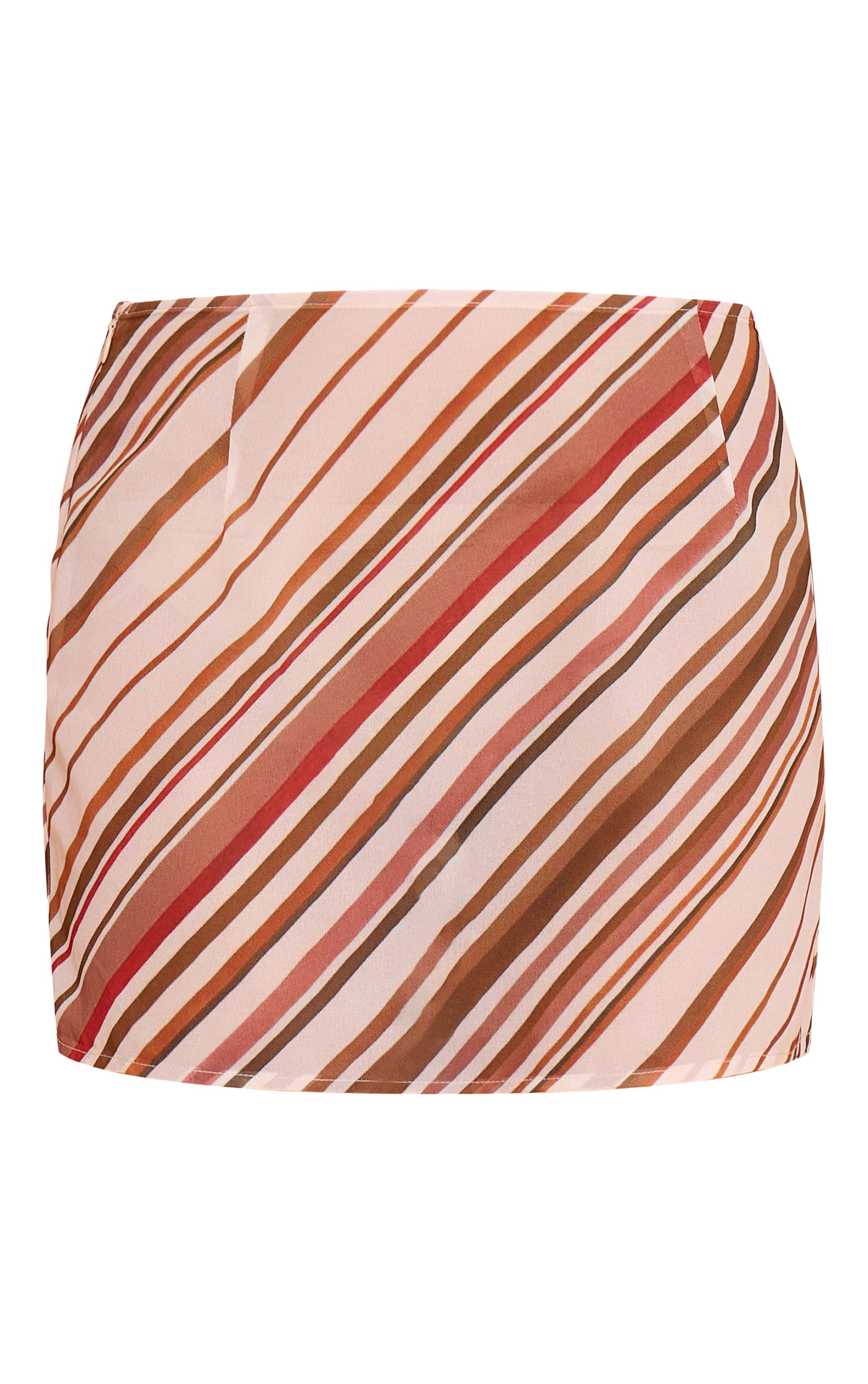 Petite Tan Striped Chiffon Mini Skirt image 6