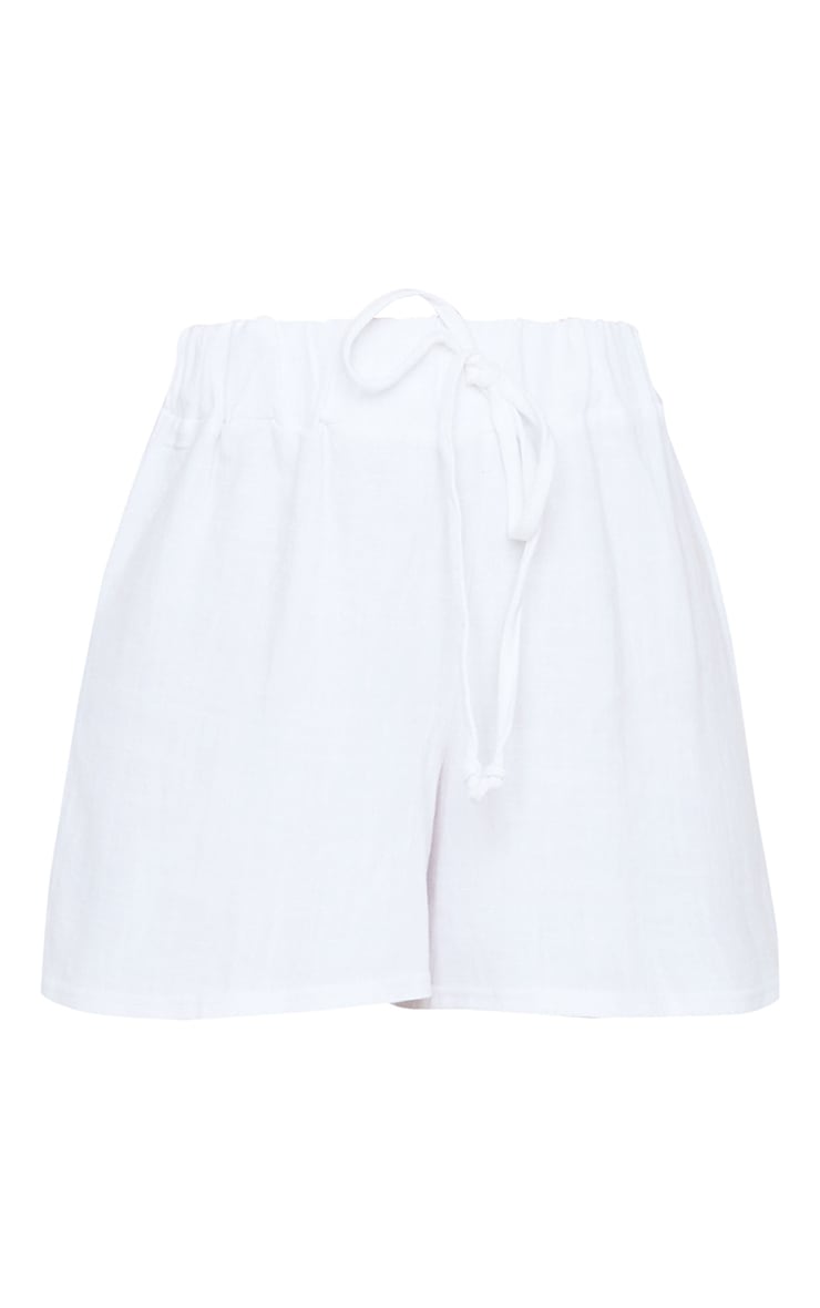 high waisted white linen shorts