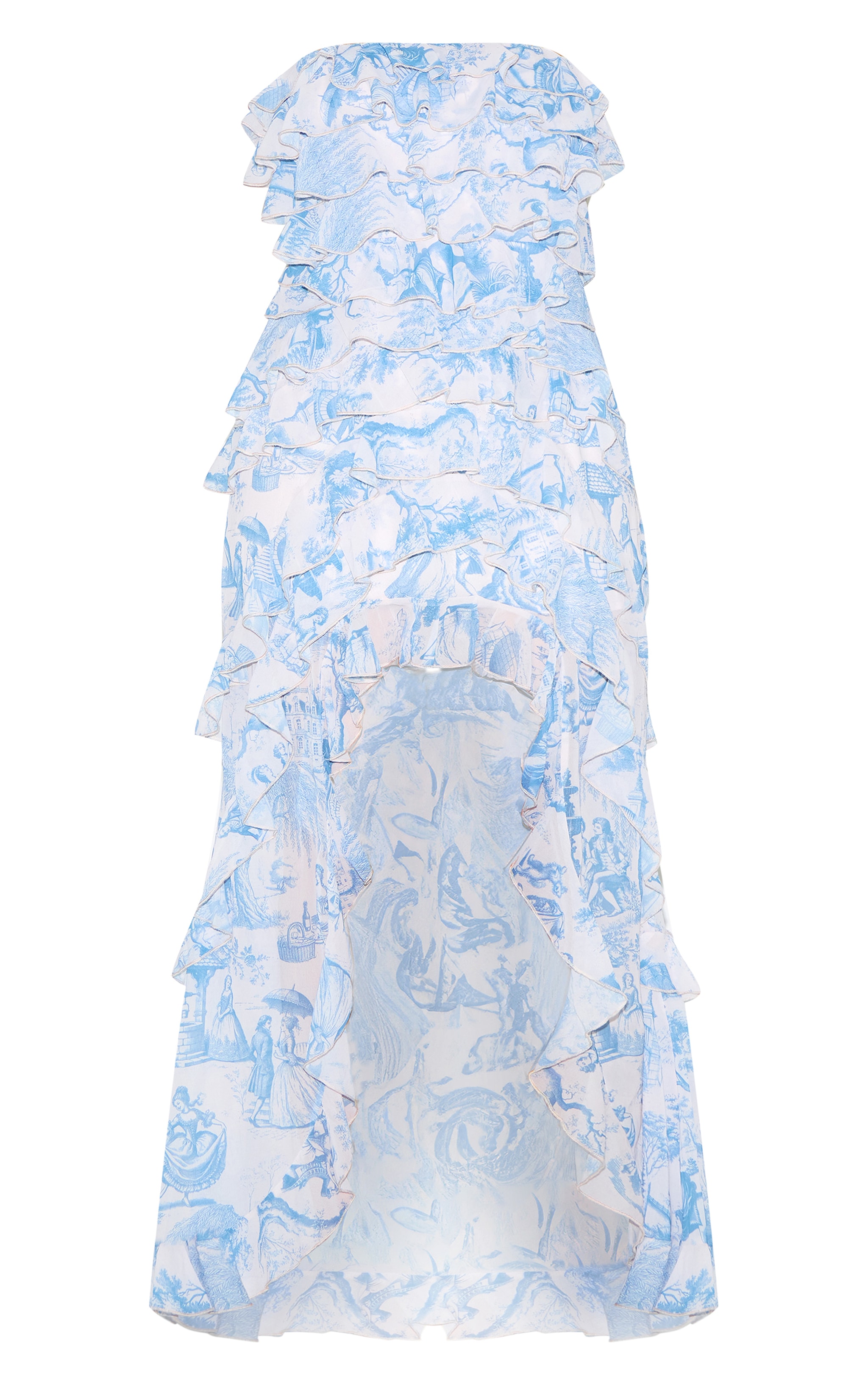Plus Robe longue Bandeau à Volants Imprimée Bleue image 5