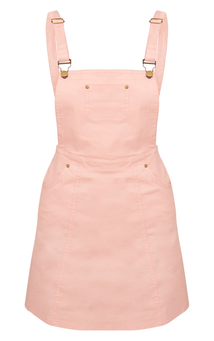 Baby Pink Denim Pinafore Dress Denim PrettyLittleThing