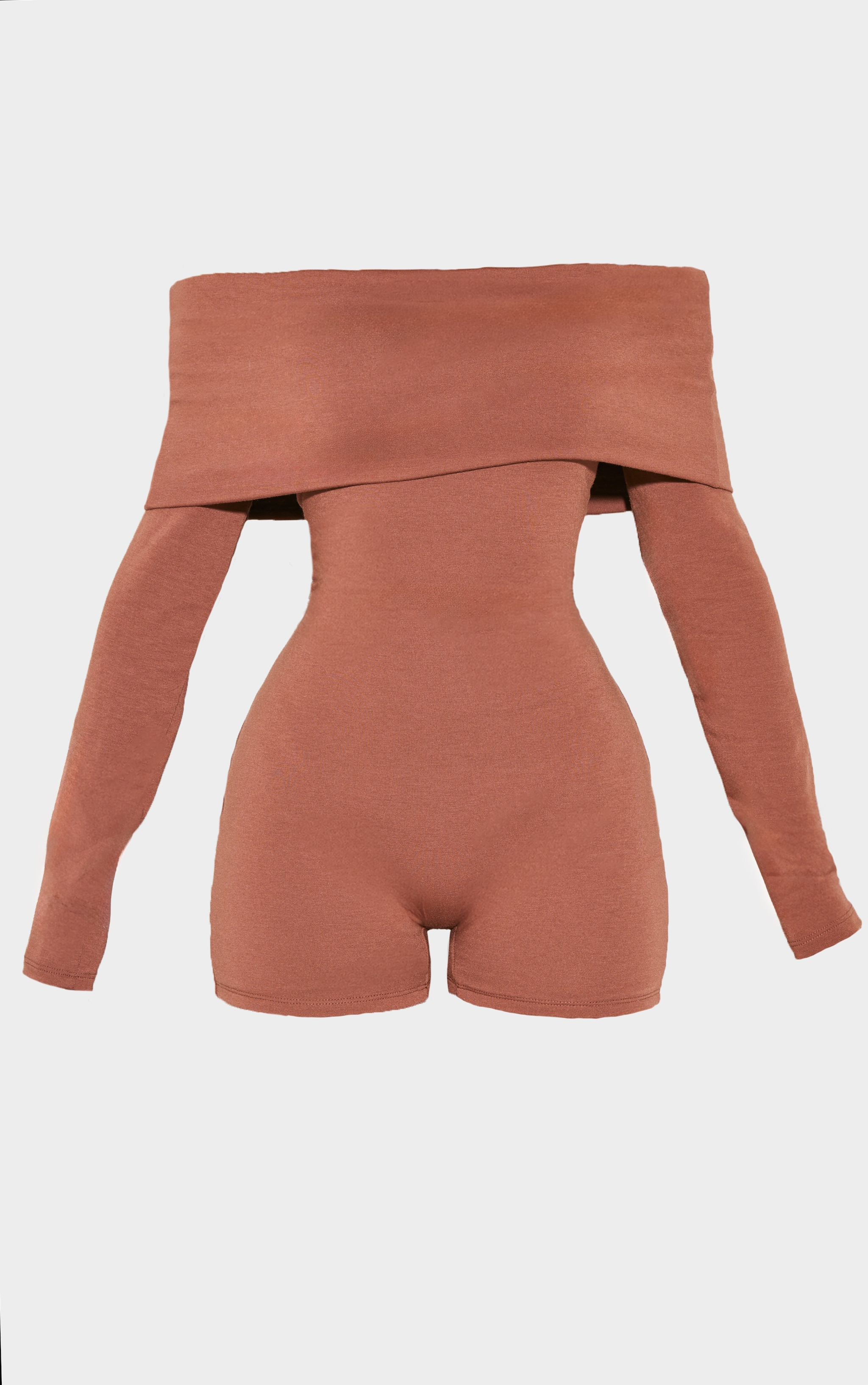 Petite Chocolate Contour Jersey Foldover Bardot Playsuit image 5