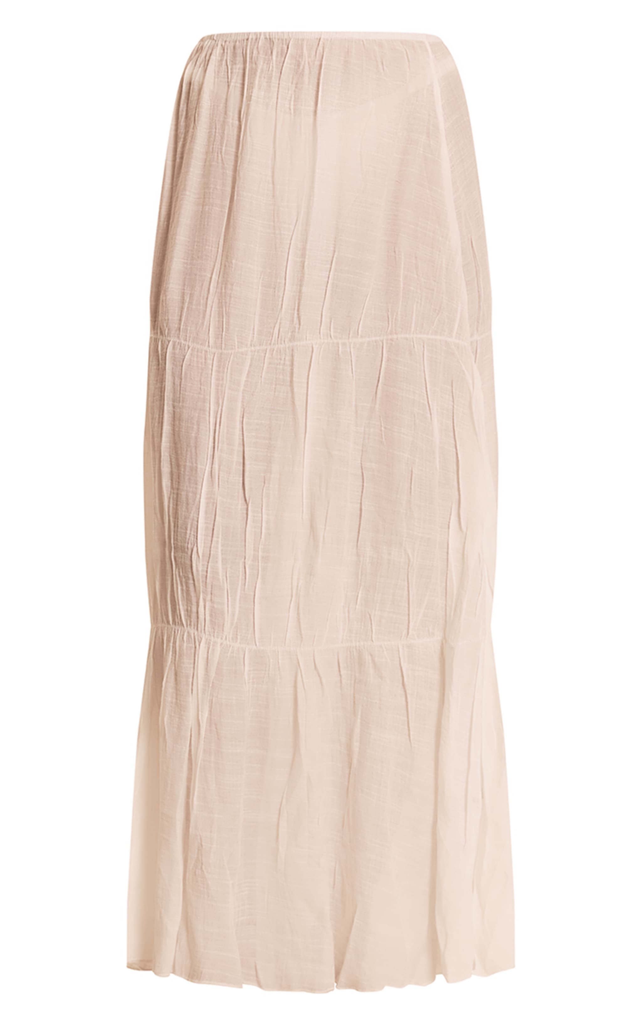 White Linen Look Tiered Maxi Beach Skirt image 1
