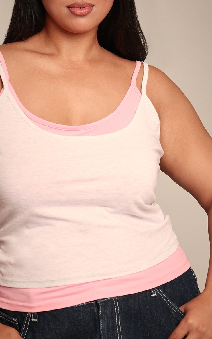 Plus Grey Marl Overlay Detail Strappy Vest Top image 4