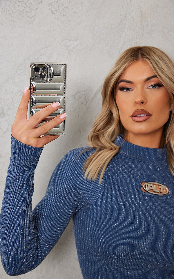 Silver Mirrored Quilted Iphone 13 Case PrettyLittleThing USA